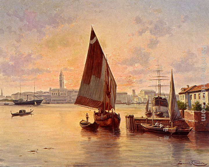 'Un Soleil Couchant A Venise' painting - Jacques Carabain 'Un Soleil Couchant A Venise' art painting
